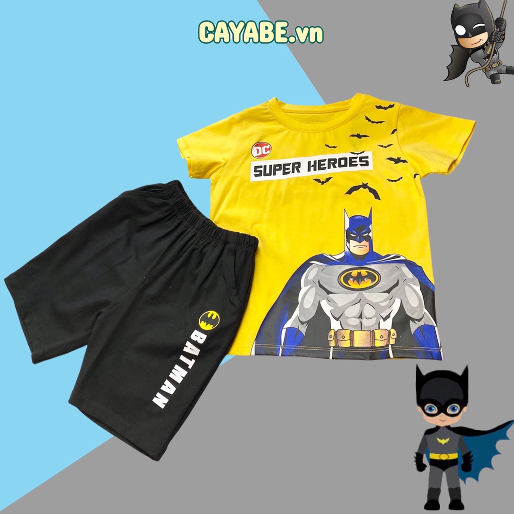 ĐỒ BỘ CHO BÉ TRAI CAYABE TAY NGẮN, QUẦN NGẮN SIÊU NHÂN BATMAN VÀNG (QUẦN ÁO TRẺ EM)
