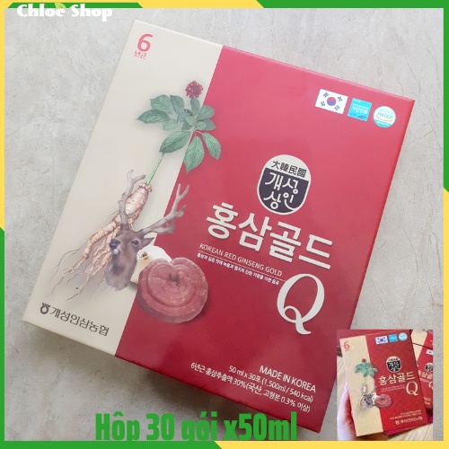 Nước Hồng sâm Nhung hươu Q Gold Hàn Quốc [hộp 30 gói x 50ml]