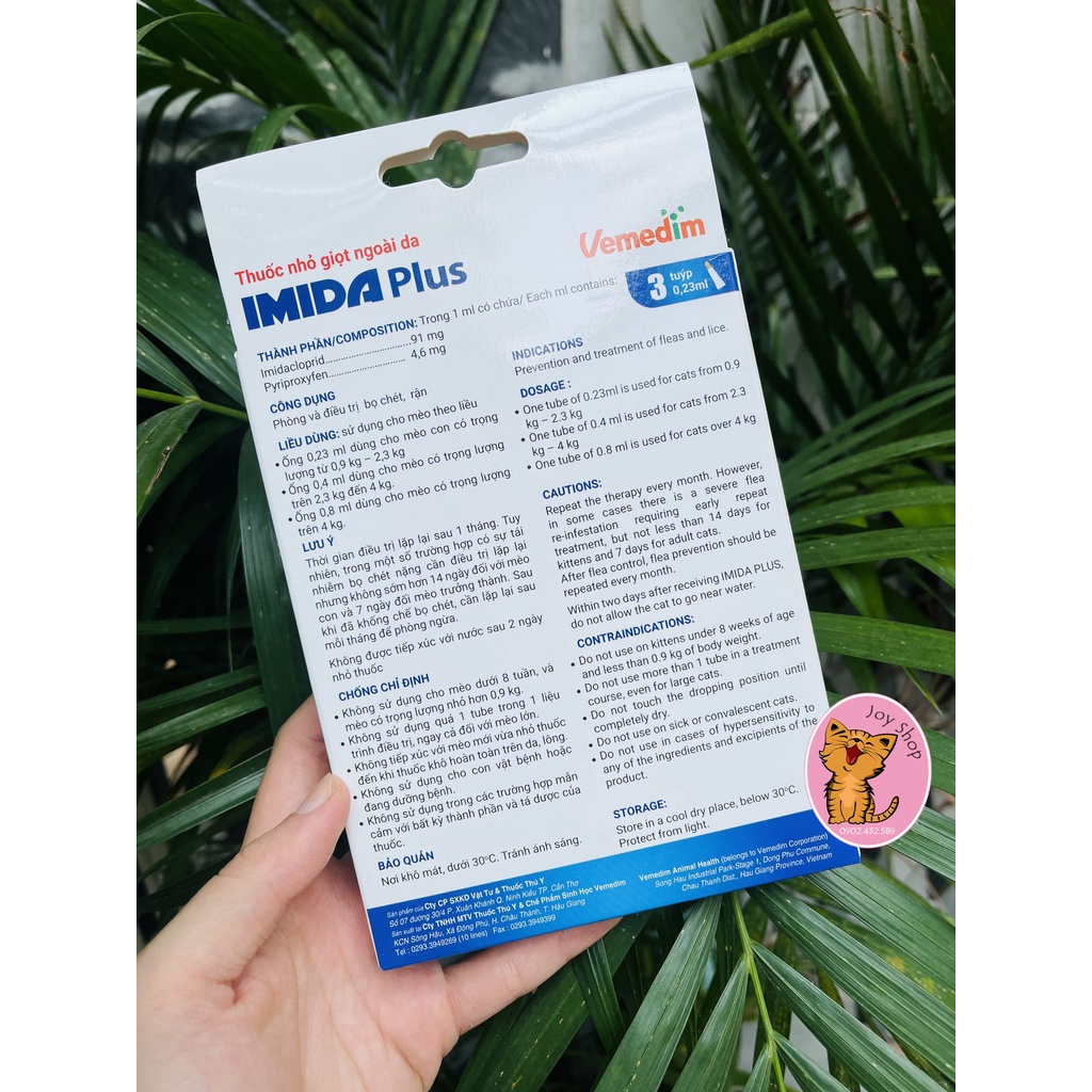 NHỎ GÁY PHÒNG VE, BỌ CHÉT CHO MÈO IMIDA PLUS