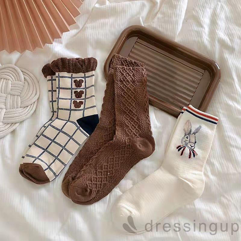 Đôi vớ dệt kim họa tiết hoa / động vật cổ điển dành cho nữ