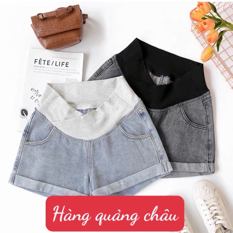 Quần short bò bầu cạp chéo chất đẹp mặc hè hàng quảng châu cao cấp ✅sẵn hàng ✅