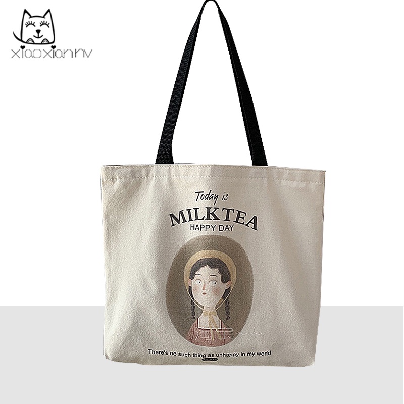 Túi đeo một bên vai bằng vải bạt sức chứa lớn mẫu mới phong cách nhật bản dành cho nữ 2022