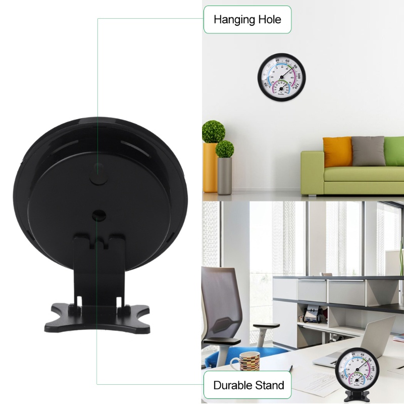 Đồng Hồ Đo Nhiệt Độ Và Độ Ẩm Mini 3 Inch 2 Trong 1 Màu Đen Tiện Dụng Cho Nhà Bếp / Văn Phòng