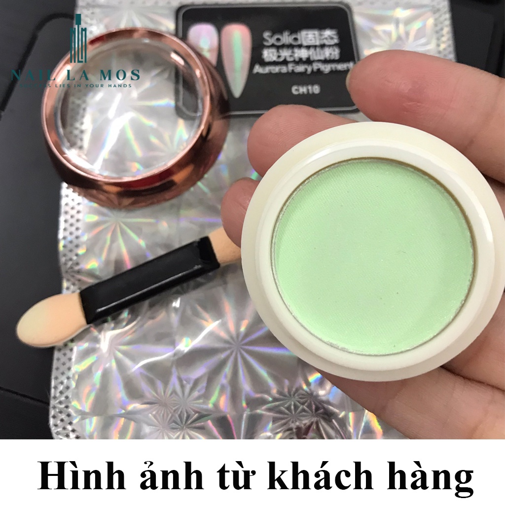 Bột tráng gương trong suốt ánh ngọc trai dạng nén bám móng lên màu đẹp loại xịn