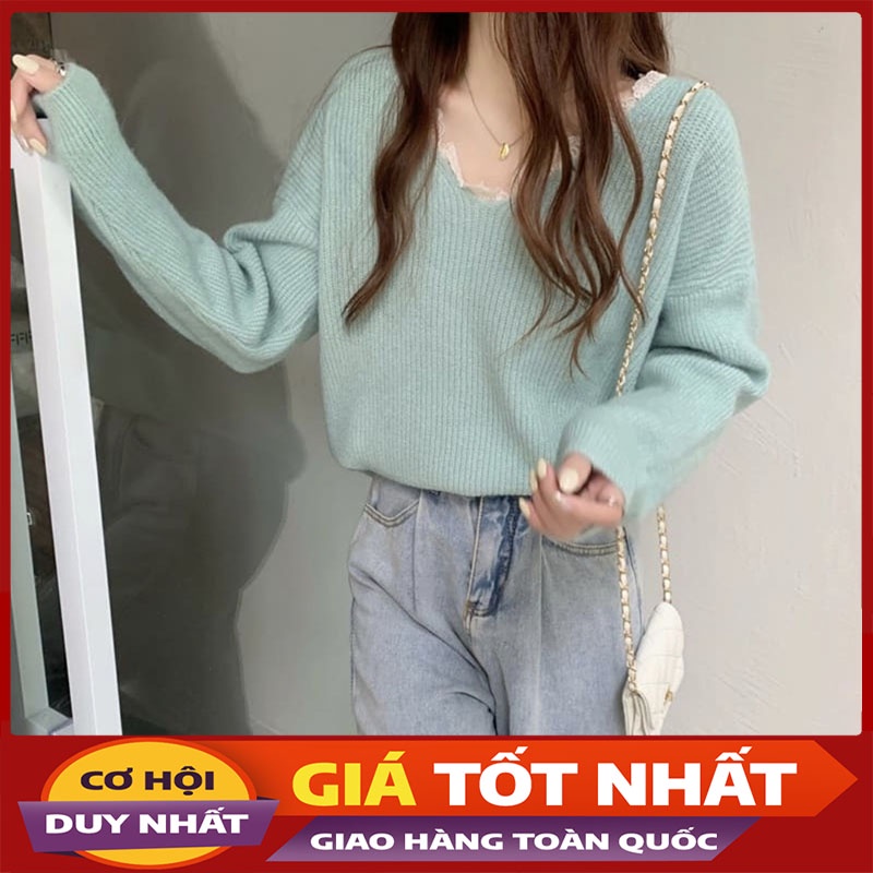Áo Len Cổ Viền Ren Siêu Đẹp Hàng Quảng Châu M1051-Violet