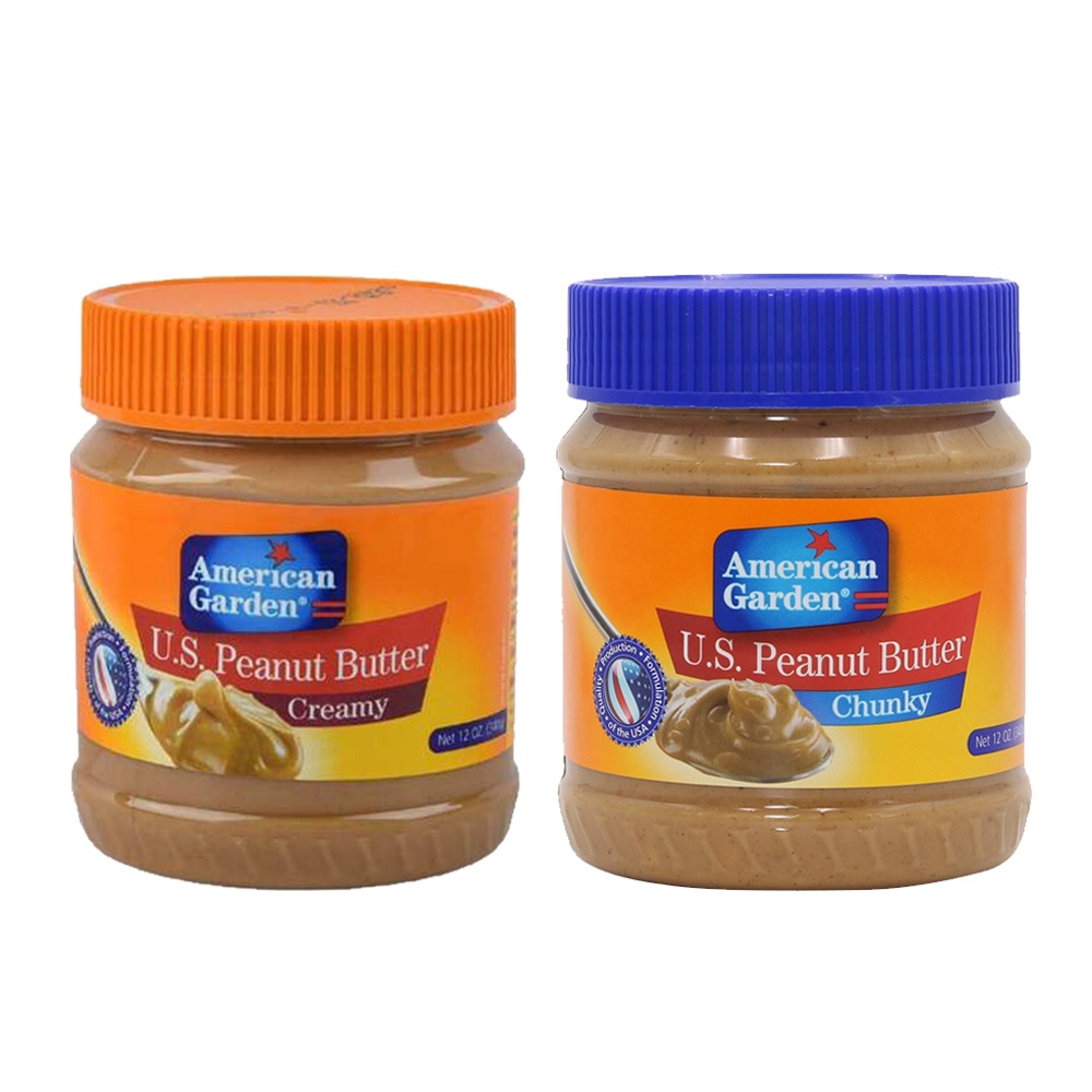Bơ đậu phộng nhập khẩu American Garden 340g (Creamy ( Loại mịn)/ Chunky ( Có hạt))