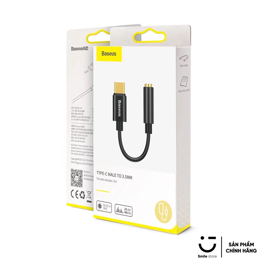 Đầu Cáp Chuyển Đổi Type C Sang Cổng 3.5mm AUX BASEUS L54, Type C to AUX, Jack 3.5mm