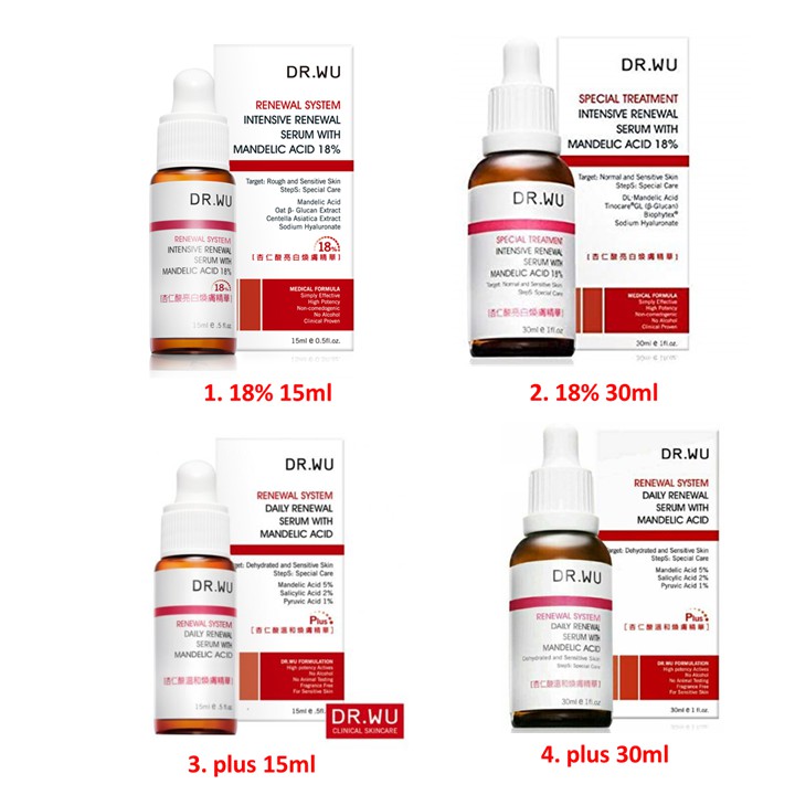 Serum MA (Mandelic acid) 6% plus và 18% Dr.wu các loại