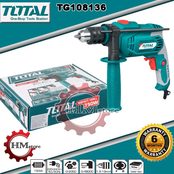 [Chính hãng] Máy khoan búa cầm tay TOTAL TG108136- Máy khoan búa 13mm 650w BH 6 tháng