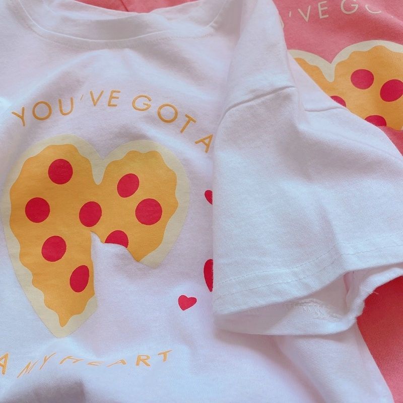 [Babycat] Hàng Có Sẵn Áo Thun Tay Ngắn Dáng Rộng Phong Cách Nhật Hàn Thời Trang Mùa Hè Hình Bánh Kem Trái Tim Phong Cách Hàn Quốc Dành Cho Bé Gái