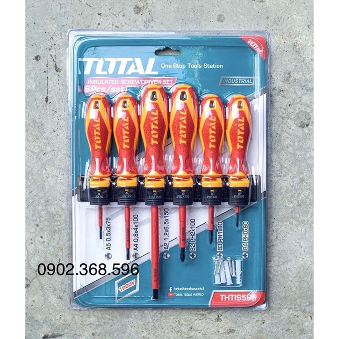 Bộ 6 tua vít cách điện 1000V TOTAL THTIS566