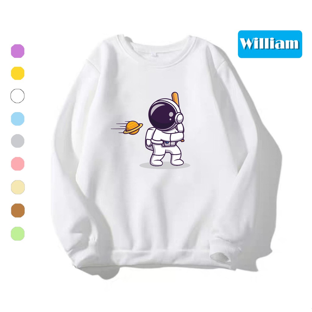 Áo sweater nam nữ in hình Du Hành Gia dễ thương cute, chất nỉ dày dặn, hợp làm áo cặp William - DS155