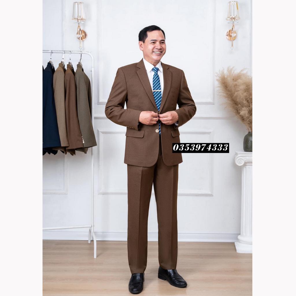 Bộ vest nam trung niên.vest nam vải tuytsi 2 khuy .hàng xuất khẩu