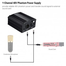 Bộ nguồn micro Phantom 1 kênh 48V màu đen
