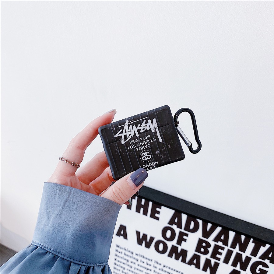 Vỏ Bảo Vệ Hộp Sạc Tai Nghe AirPods Pro 3 gen3 AirPods 2 Bằng Silicon Hình Stussy Thời Trang Ốp