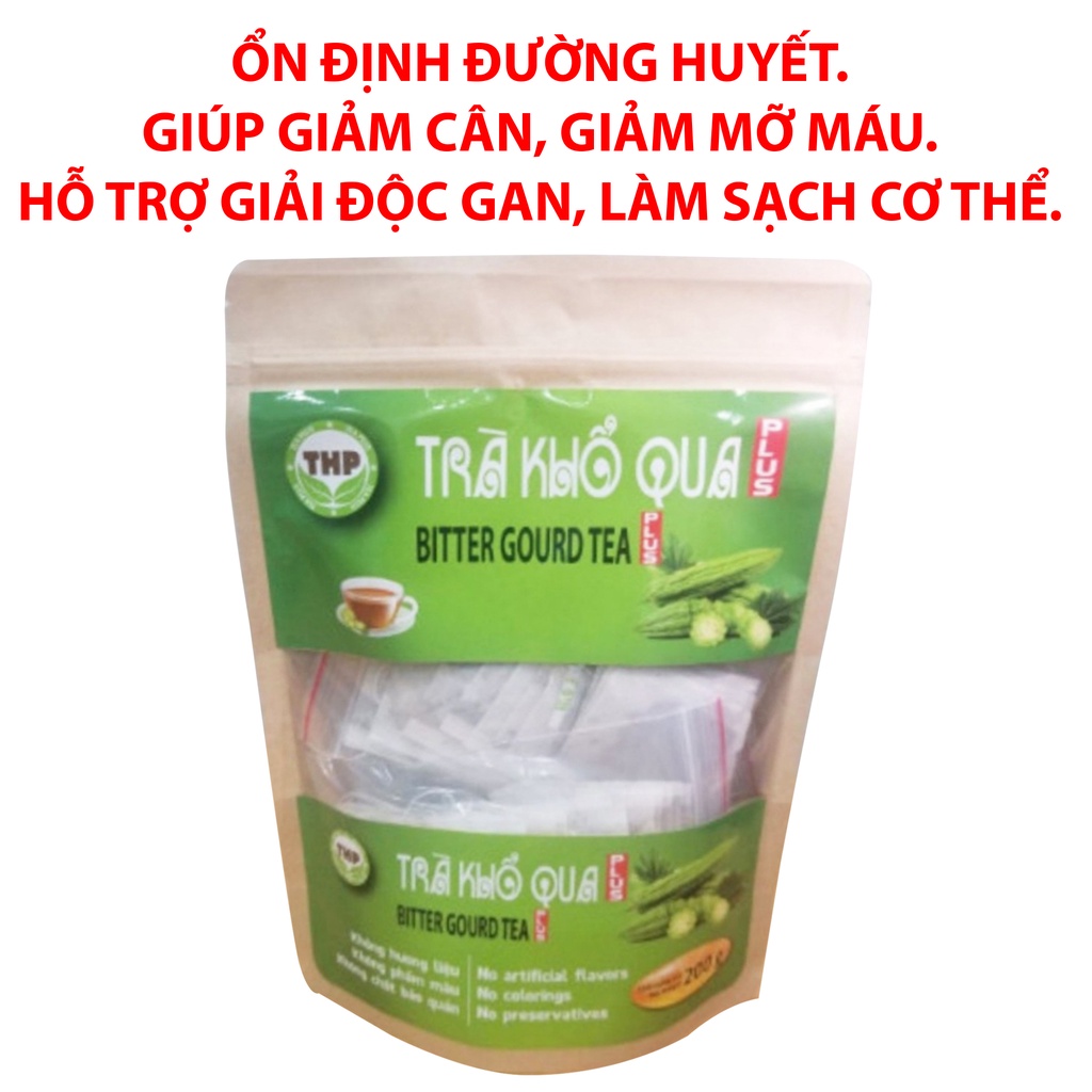 TRÀ KHỔ QUA TÚI LỌC 200g (100 gói x 2g) - THƯƠNG HIỆU THP TEA PLUS