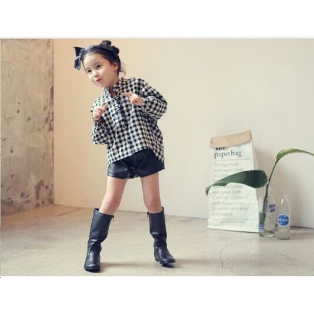 Áo sơ mi caro dáng thụng cho bé