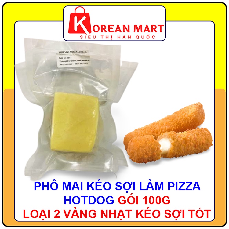 Phô mai kéo sợi Mozzarella Đức gói 100g dùng làm hotdog, Pizza...