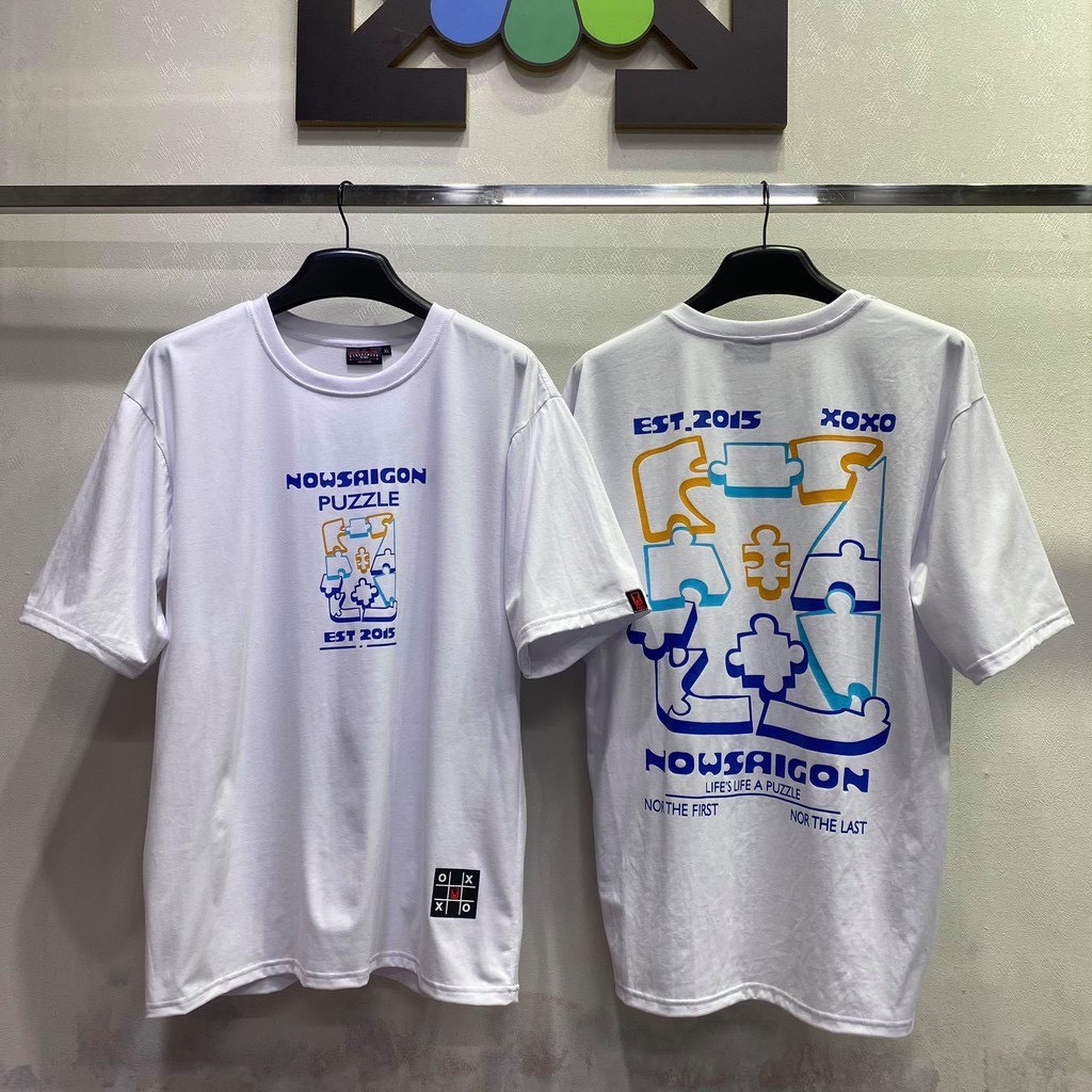 Áo thun Nowsaigon Puzzle - Áo thun oversize nam nữ AL82