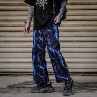Quần dài ống rộng thoáng khí họa tiết sấm sét cá tính cho nam
