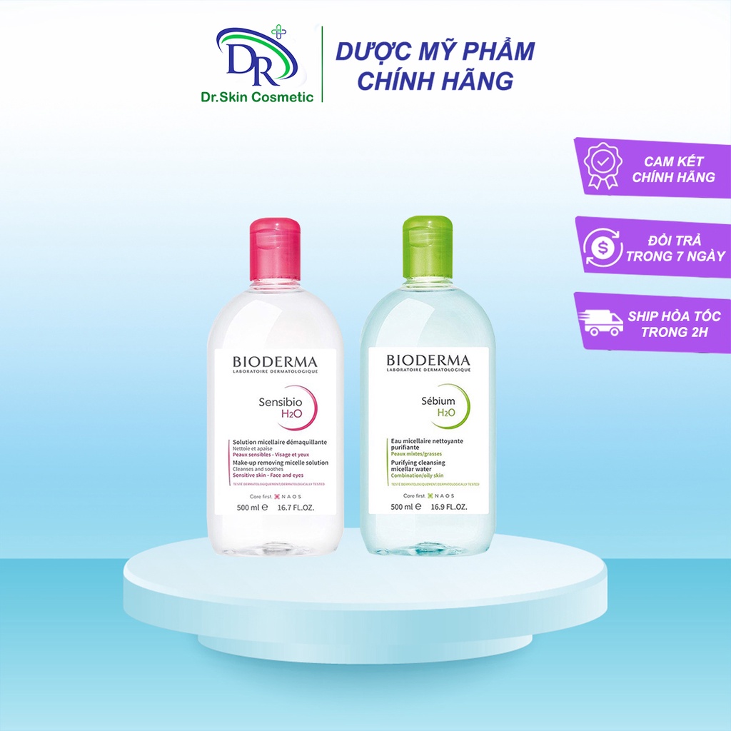 Tẩy trang cho da khô, da dầu, da nhạy cảm - Nước tẩy trang Bioderma chính hãng [500ml]