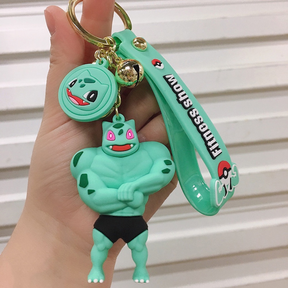 Móc khóa hình nhân vật Bulbasaur Pikachu Charmander cơ bắp vui nhộn sáng tạo làm đồ chơi cho bé