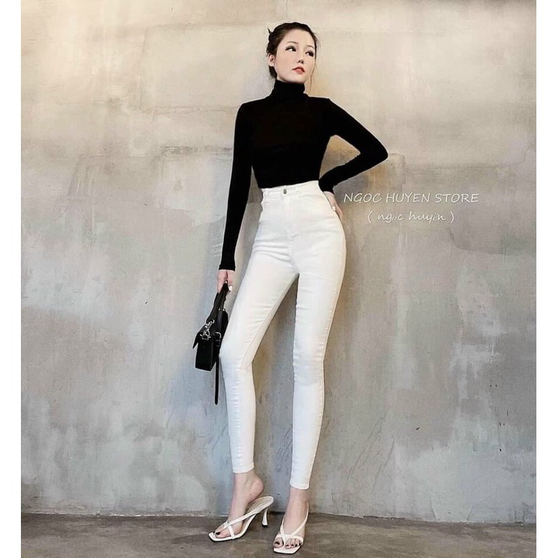 Quần jeans đen/trắng