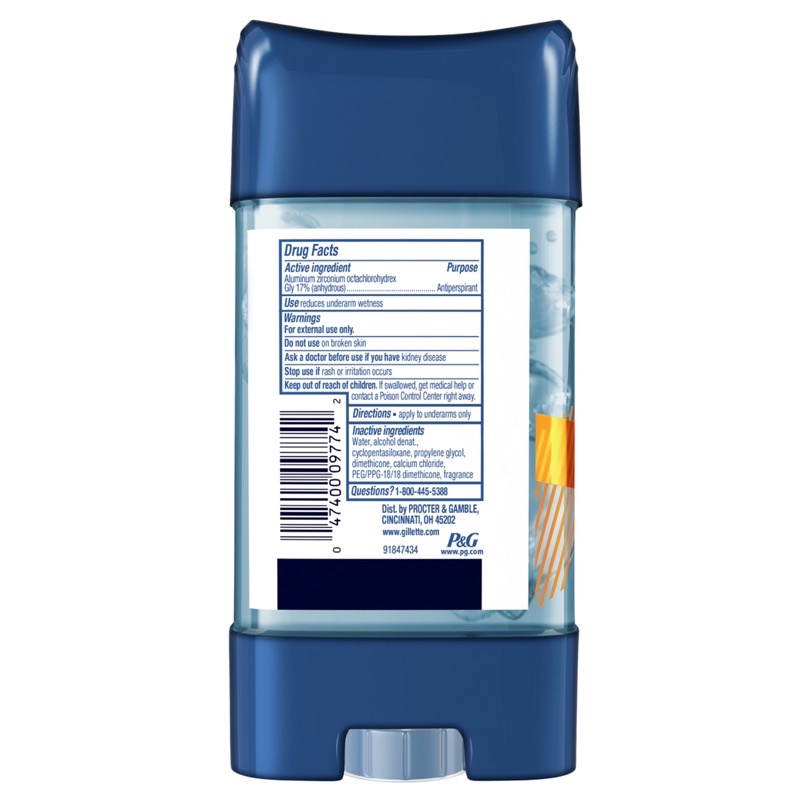 Lăn khử mùi nam Gillette Clear Gel 107g Sport Active , 5X Clase Mundial