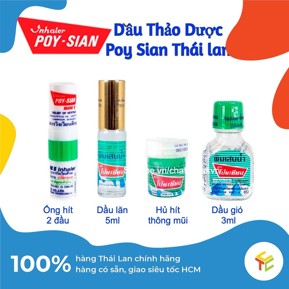 Dầu Poy Sian dạng lăn, hít hàng nội địa chính hãng Thái Lan