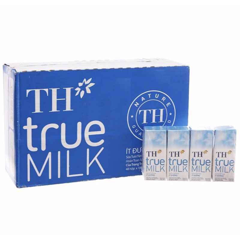 Sữa Tươi Tiệt Trùng TH True Milk Ít Đường 180ML (Thùng 48 Hộp)