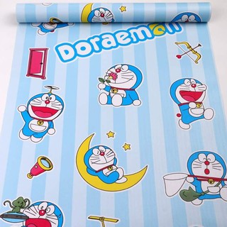 (tặng dụng cụ ) combo10m giấy dán tường Đoremon sọc