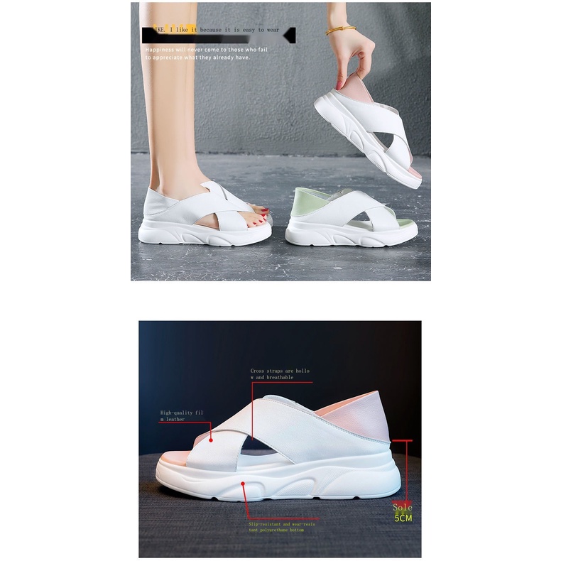 Xăng đan Thể Thao Đế Xuồng Dày Hai Cách Mang Chống Trượt Mùa Hè 2022 Mới Cho Nữ