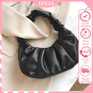 Túi xách nữ kẹp nách da mềm xếp ly quai nhún thời trang cao cấp lucia store txn40