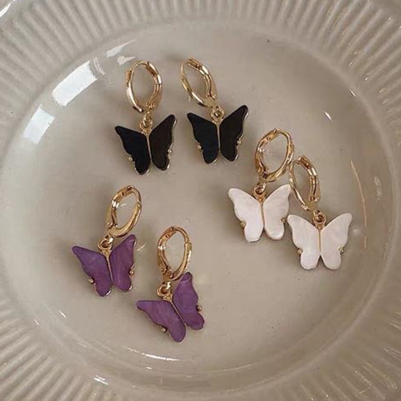 Khuyên tai dạng kẹp 191105 hình bướm yêu tinh không cần xỏ lỗ cá tính cho học sinh