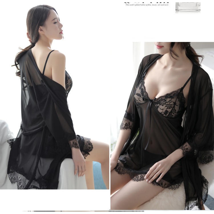 Đồ ngủ ren cosplay áo choàng + váy + chip T - Đồ ngủ sexy gợi cảm