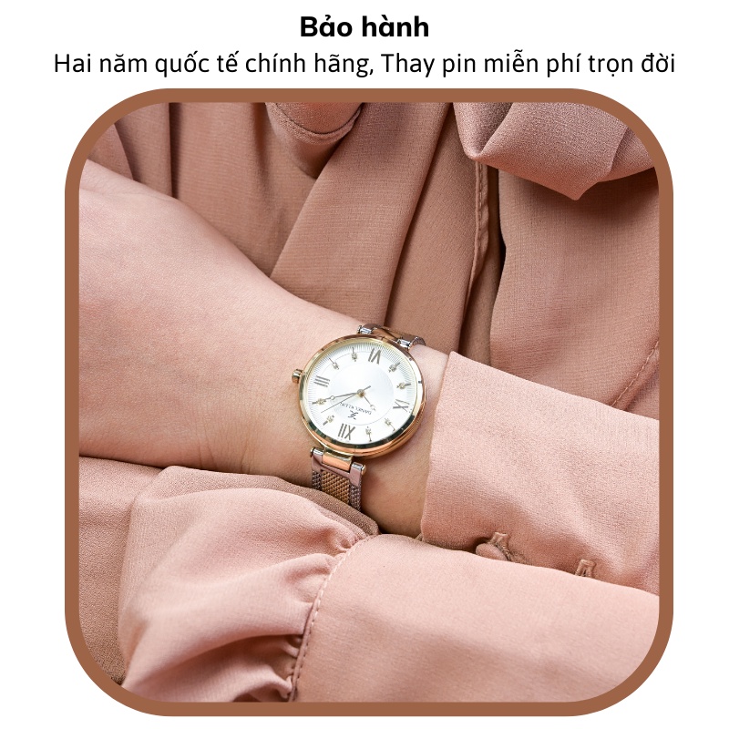 Đồng hồ nữ chính hãng Daniel Klein DK.1.12582 - Thiết kế mặt nhỏ đính đá, chống nước, máy Quartz, dây thép không gỉ