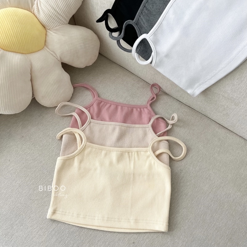 BIBOO - Áo 2 dây croptop ôm body MINI TOP chất liệu thun gân cotton thấm hút mồ hôi