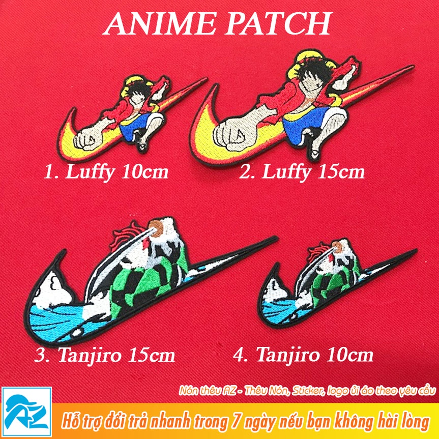 Patch vải ủi thêu hình luffy và tanjiro anime one piece kimetsu no yaiba S484