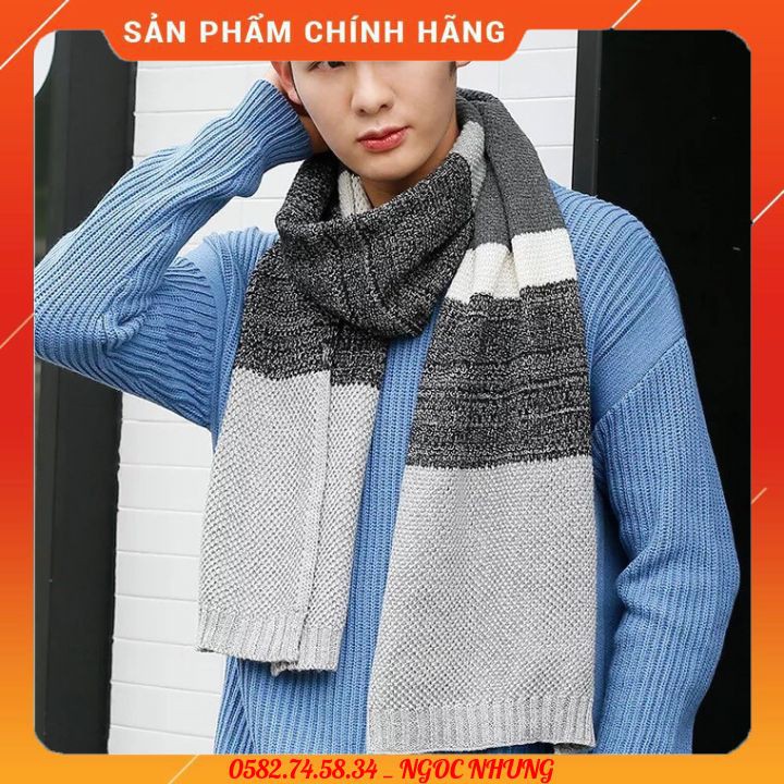 [MẪU 2021] Khăn Len Nam Choàng Cổ Thời Trang Cao Cấp Kích Thước 180x60cm