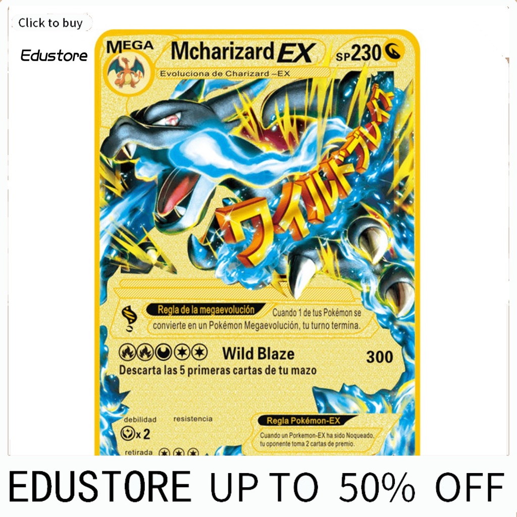 Thẻ chơi game Pokemon phiên bản Tây Ban Nha bằng kim loại cho trẻ em