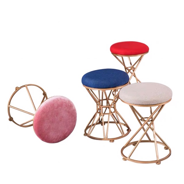 Ghế bàn trang điểm chân kim loại lót đệm vải nhung - PB60 | BigBuy360 - bigbuy360.vn