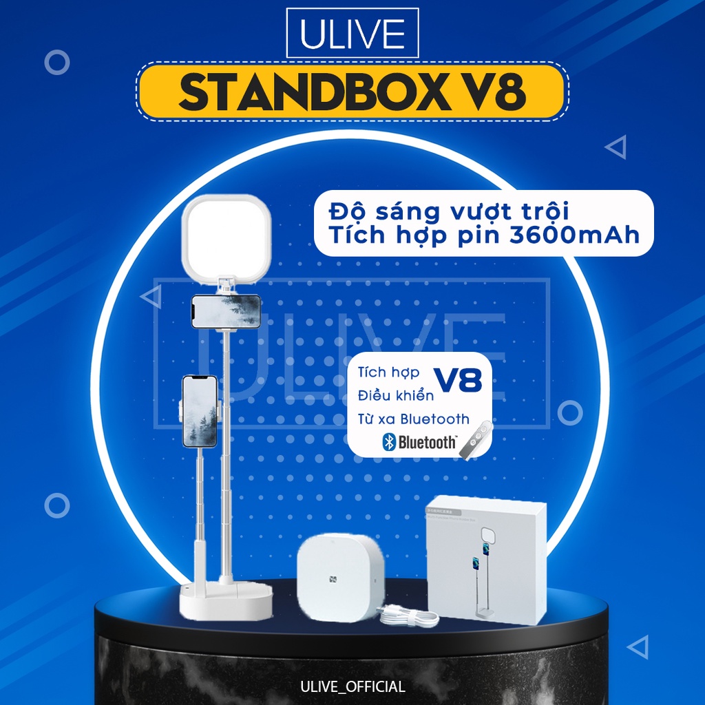 Đèn Keylight Standbox V8, Đèn Livestream Để Bàn, Có Tay Đỡ Nằm Ngang Gập Gọn Đa Năng Xoay 360, Điều Khiển Chụp Ảnh Từ Xa