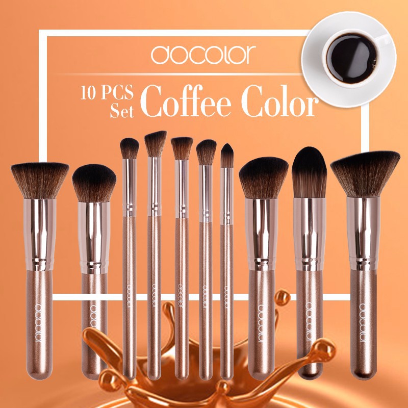Bộ cọ tán và tạo khôi 10 cây Docolor Pieces Makeup Brushes Set