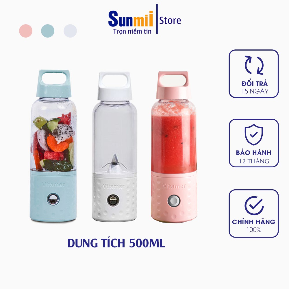 [ CHÍNH HÃNG ] Máy Xay Sinh Tố Cầm Tay Vitamer Dung Tích 500ml Công Suất Lớn BH 6 Tháng 1 Đổi 1