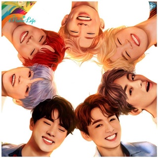 Set tranh thêu tô màu đính đá 40x40cm hình ảnh nhóm nhạc BTS Bangtan Boys trang trí nhà cửa