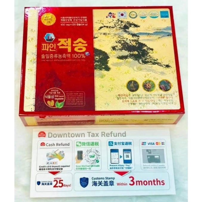 Tinh Dầu Thông Đỏ Chính Phủ Hàn Quốc Pine Jeok Song Gold 120 Viên [ Hàng Mới Về ]
