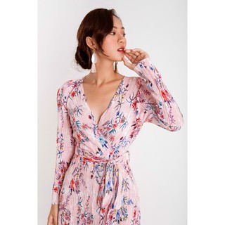 Đầm chéo ngực hoa dập ly EDINI