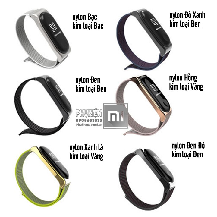 Dây thay thế Nylon mặt kim loại Mijobs cho Xiaomi Miband 3 / 4