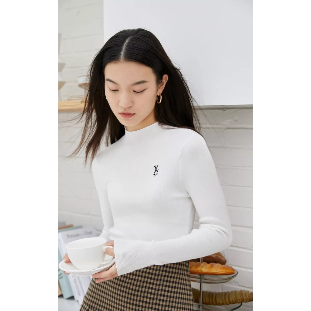 Vero Moda Áo Dệt Cơ Bản Dáng Ôm Cổ Tròn Dài Tay In Logo Trơn Hàn Quốc Cho Nữ 321324064