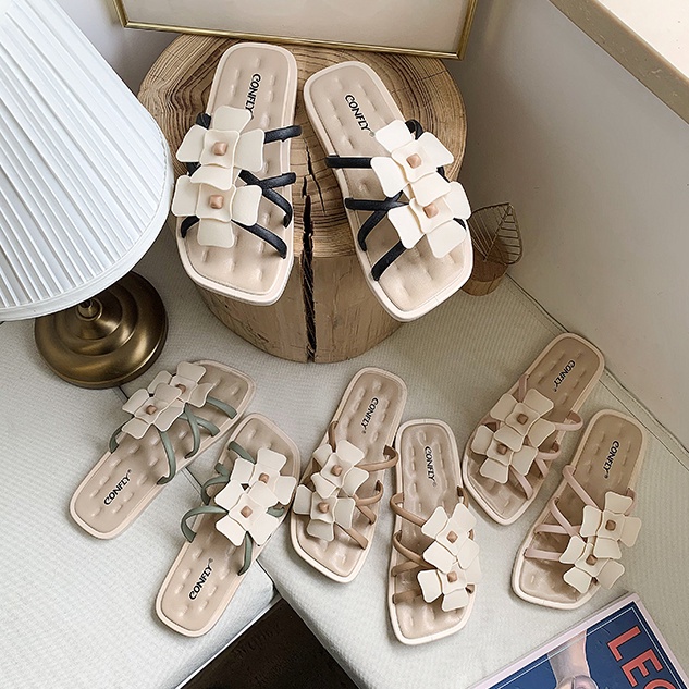 Giày Sandal Đế Bằng Thoáng Khí Thoải Mái Thời Trang Đi Biển Mùa Hè Cho Nữ